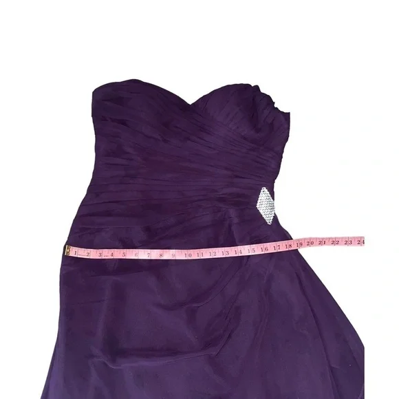 Bill Levkoff Violet/Purple/Eggplant Sweetheart Strapless Chiffon Long Gown Dress - Picture 10 of 15